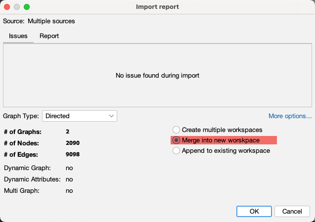 Gephi import summary