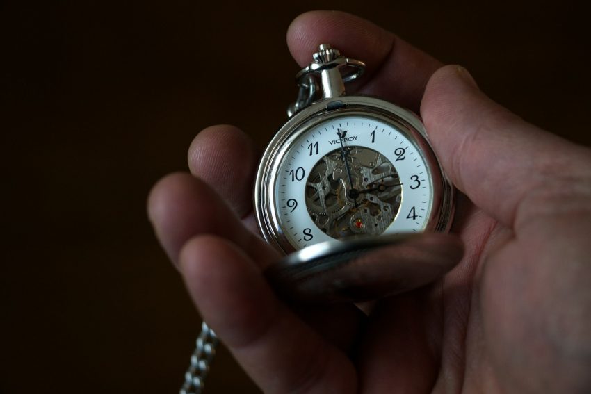 silver and white chronograph watch