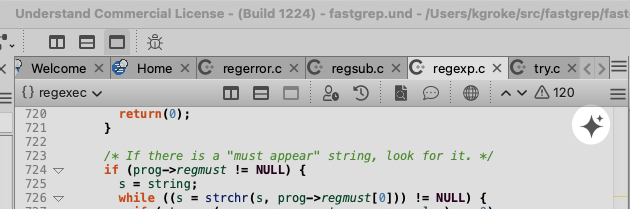 AI icon in Understand editor